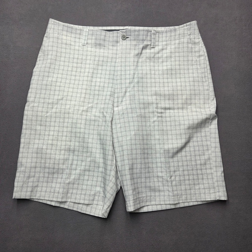 Nicklaus Mens Gray Plaid Golf Shorts Size 36 Performance Stretch Flat Front